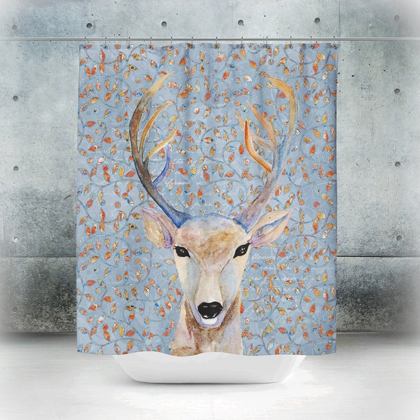 Woodland Whisper Deer Shower Curtain . Optional Bath Mat, Adorable Set