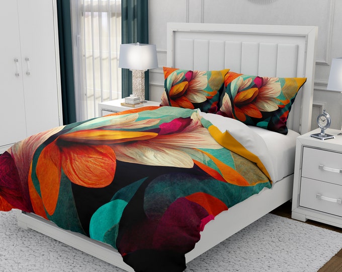 Boho Lilly Floral Abstract Bedding Comforter or Duvet Cover