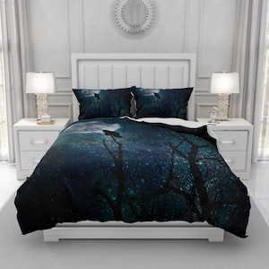 Night Raven Gothic Comforter, Duvet Cover, Pillow Shams