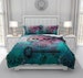 Skull Bedding, Sugar Skull Comforter, Duvet Cover, Teal and Pink 