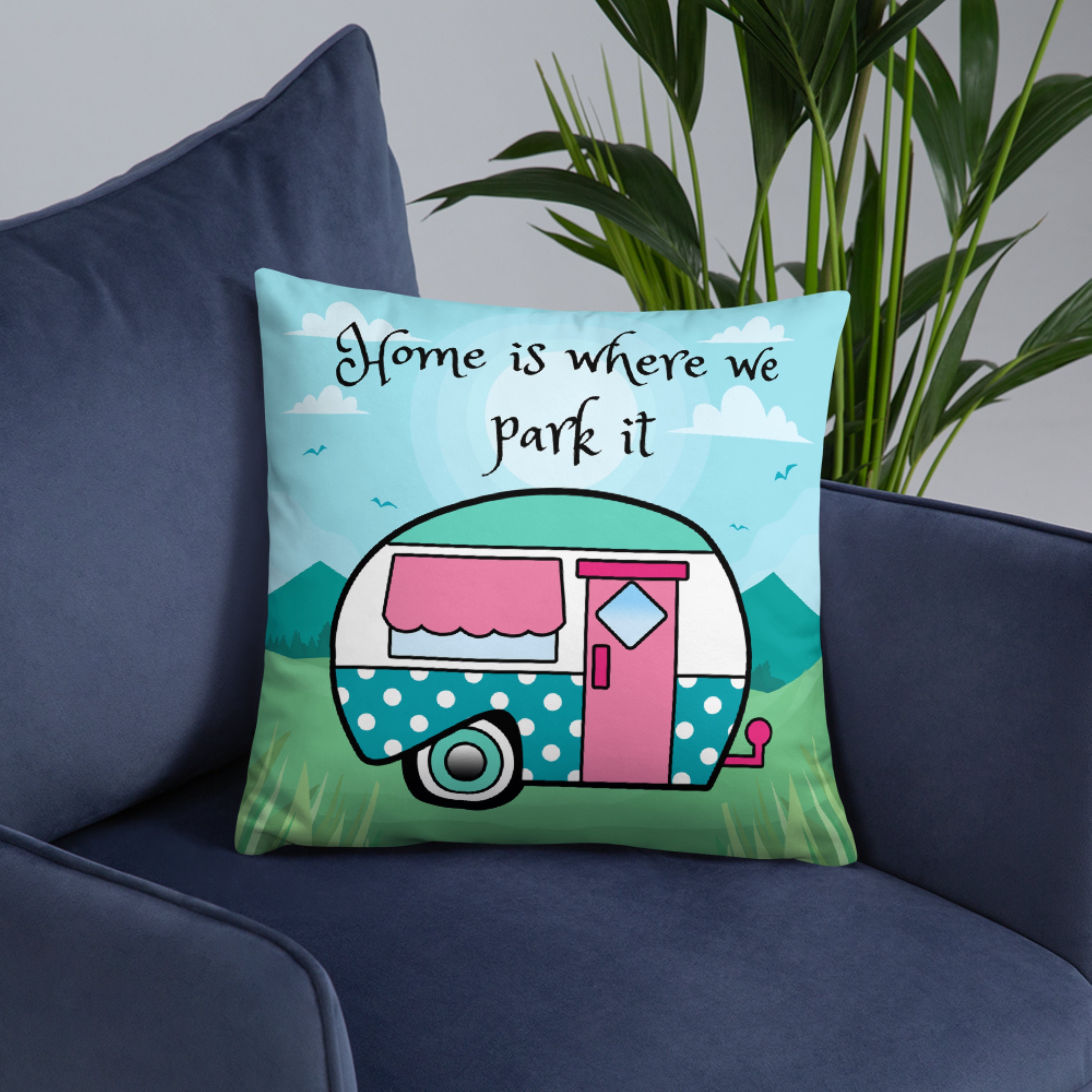 Vintage Camper Pillow Glam Camping Retro Throw Pillow Etsy