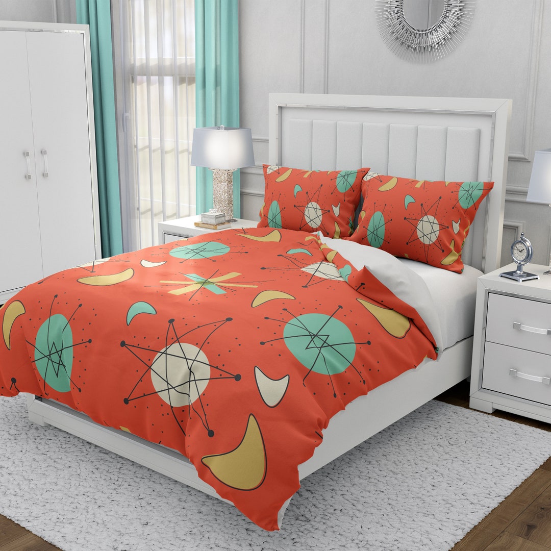 Mid Century Modern Bedding, Duvet Cover or Comforter, Twin, Full, Queen
