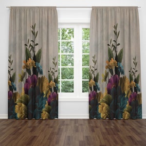 Vintage Garden Floral Window Curtains