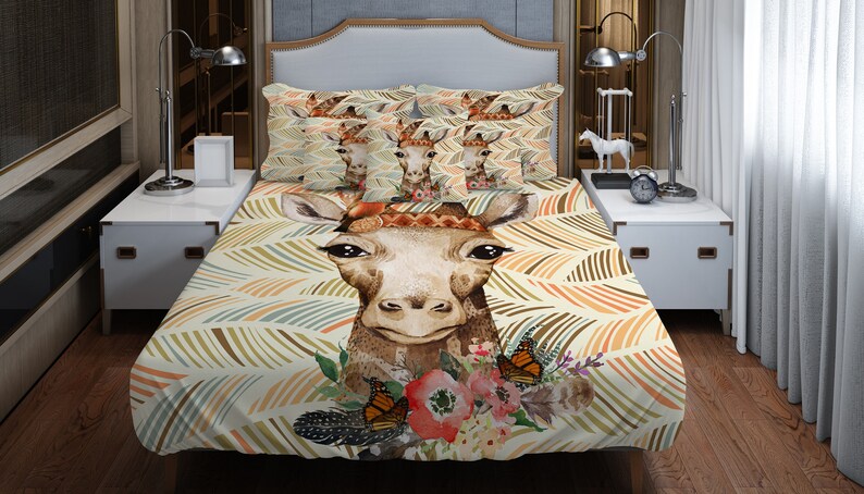 Boho Giraffe Bedding Duvet Cover Or Comforter Twin Image 0