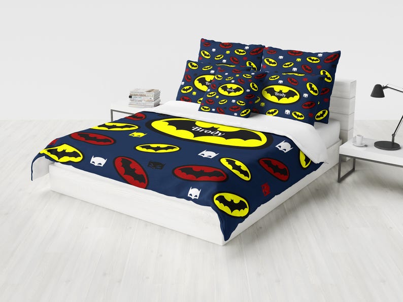 Super Hero Duvet Cover Or Comforter Navy Batman Custom Image 0