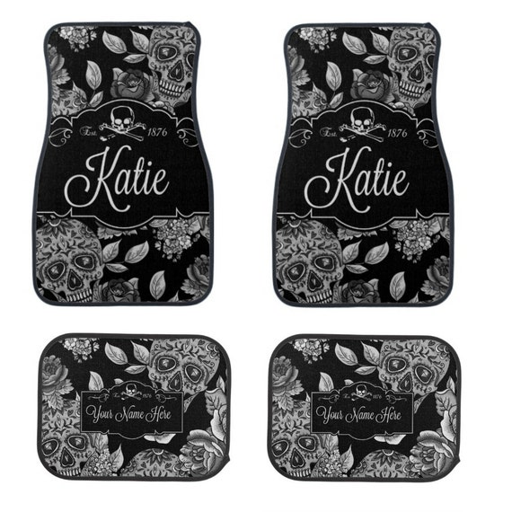 Personalized Sugar Skull Car Mats Full Set