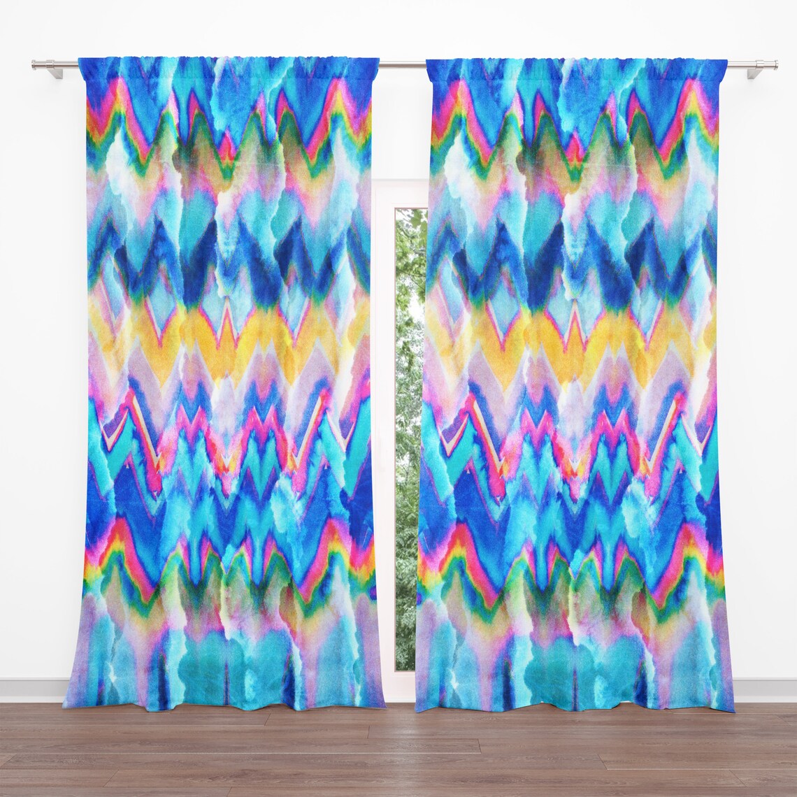Window Curtains Faux Tie Dye Custom Boho Curtains Etsy