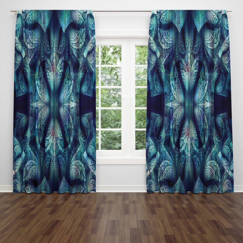 Bohemian Window Curtains blue Boho Chic Custom Curtains Etsy