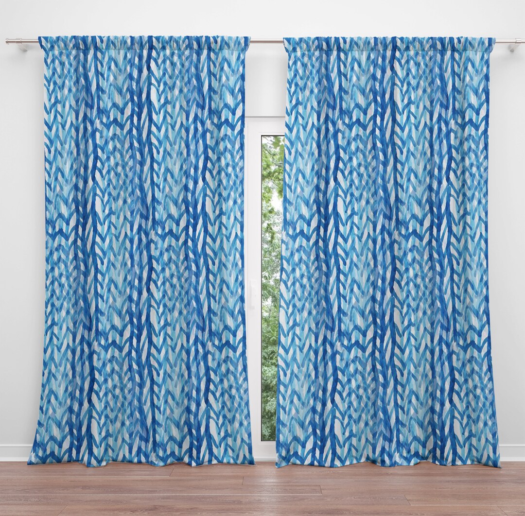Blue - Tie & Dye Cotton Shibori Curtain for Window (Set of 2) 22