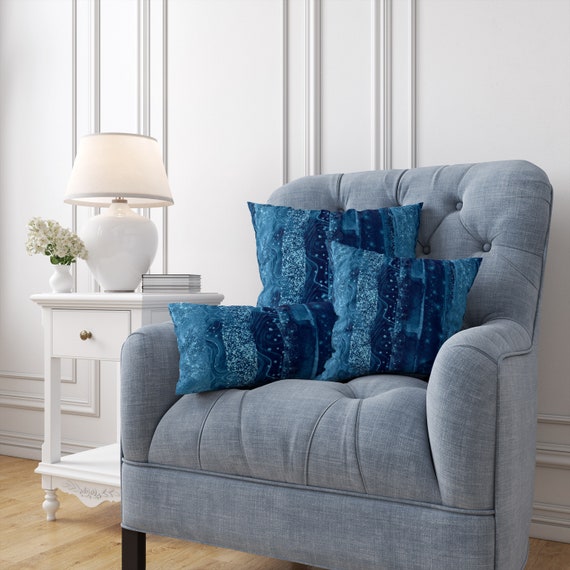 Boho Blue Hippie Throw Pillows Etsy Canada