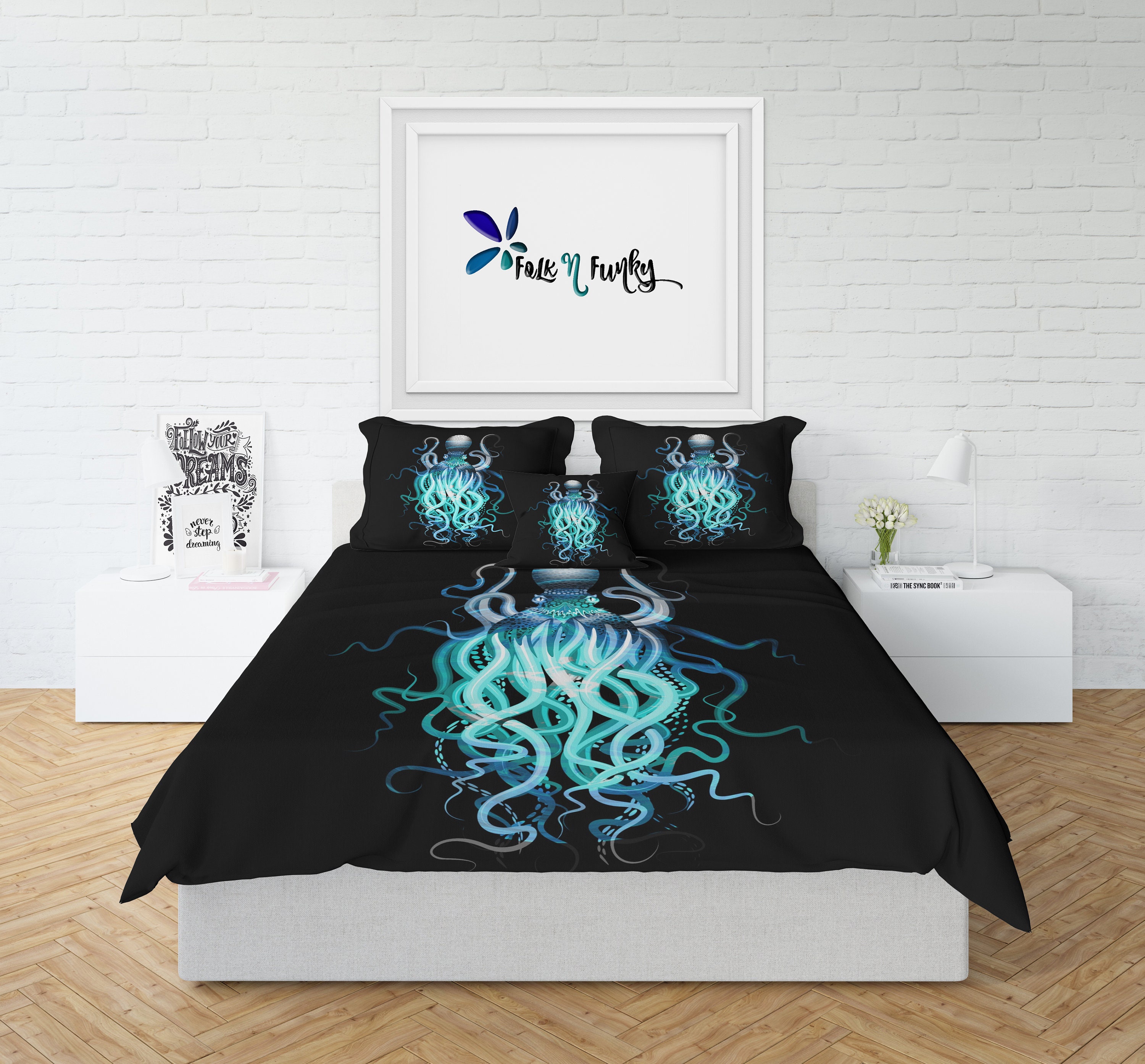 Octopus Bedding Duvet Cover Black With Blue King Octopus Bedding Duvet Cover Black With Blue King Queen Twin Comforter Option Available