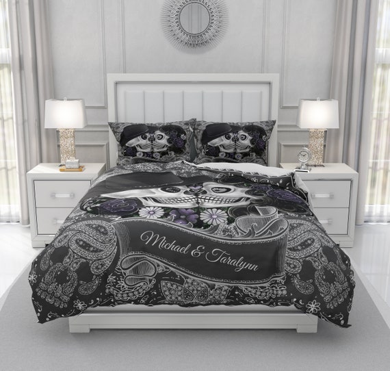 Personalized Bedding Cowboy Sugar Skull Comforter Duvet Etsy