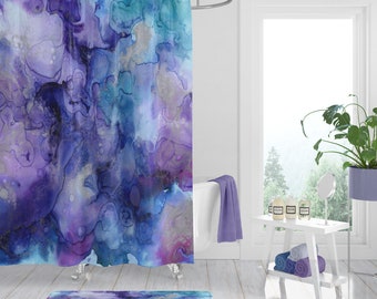 Shower Curtain, Home Decor, Watercolor Abstract,  Bath Mat, Bath Towels, Bathroom Sets