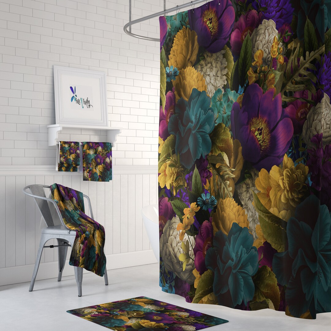 Romantic Floral Shower Curtain, Bathroom Decor Etsy