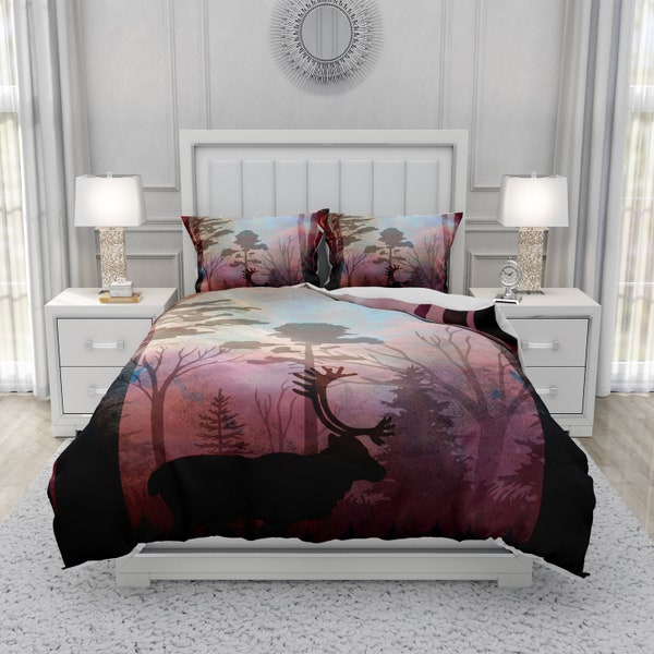 Moose Pattern Print Duvet Cover Bedding Set