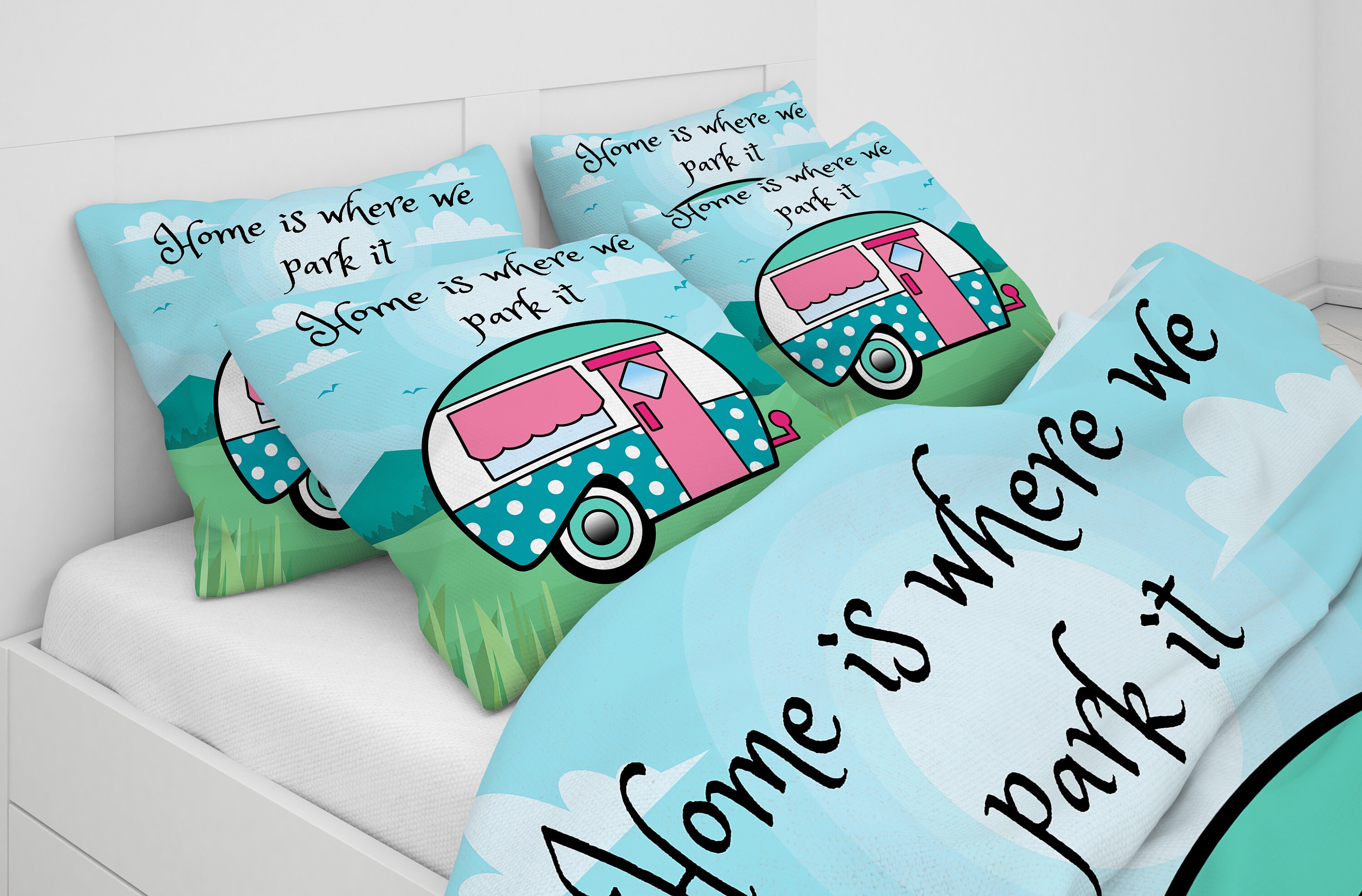 Bedding Comforter Duvet Cover Vintage Camper Glam Camping Home