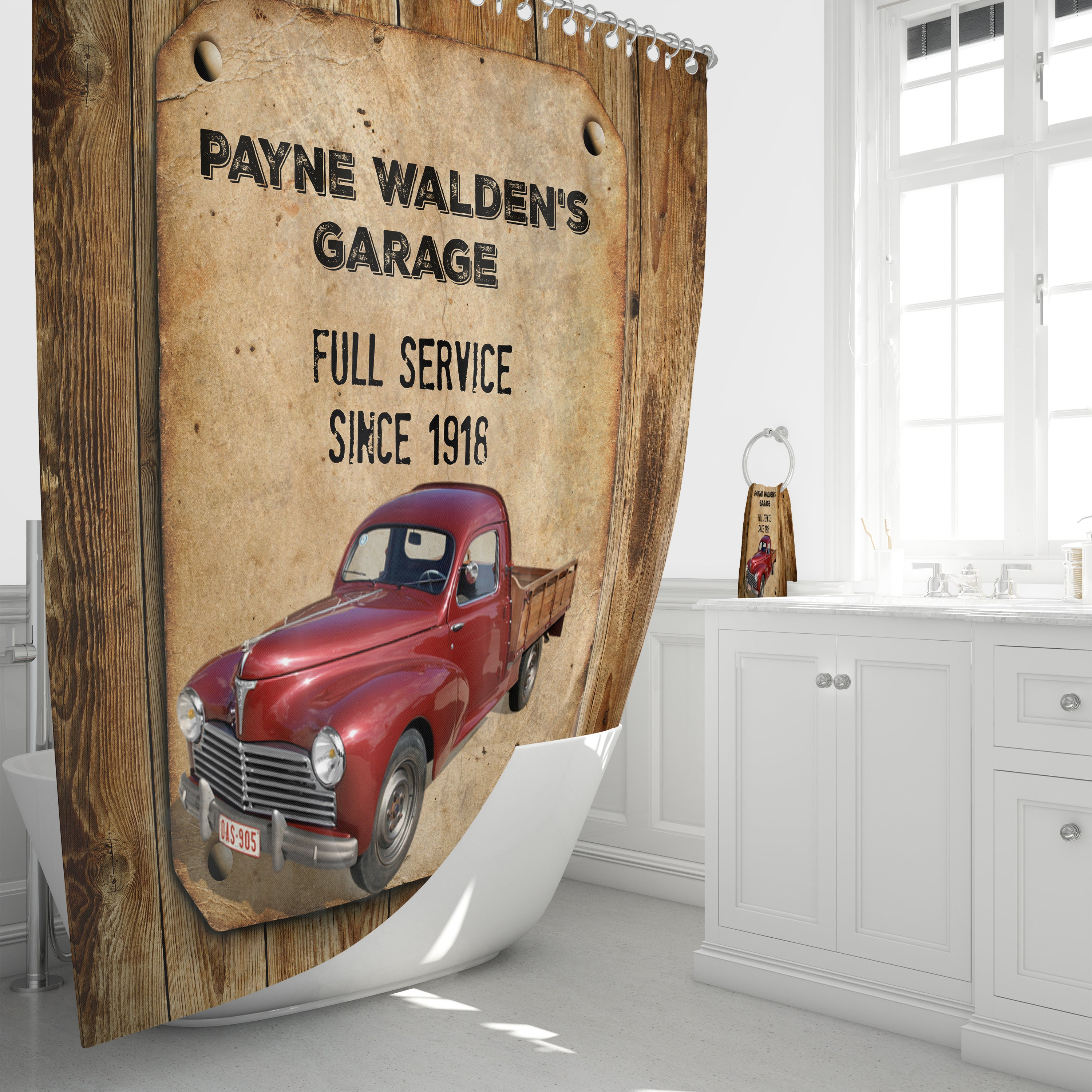 Personalized Vintage Red Truck Shower Curtain Etsy UK