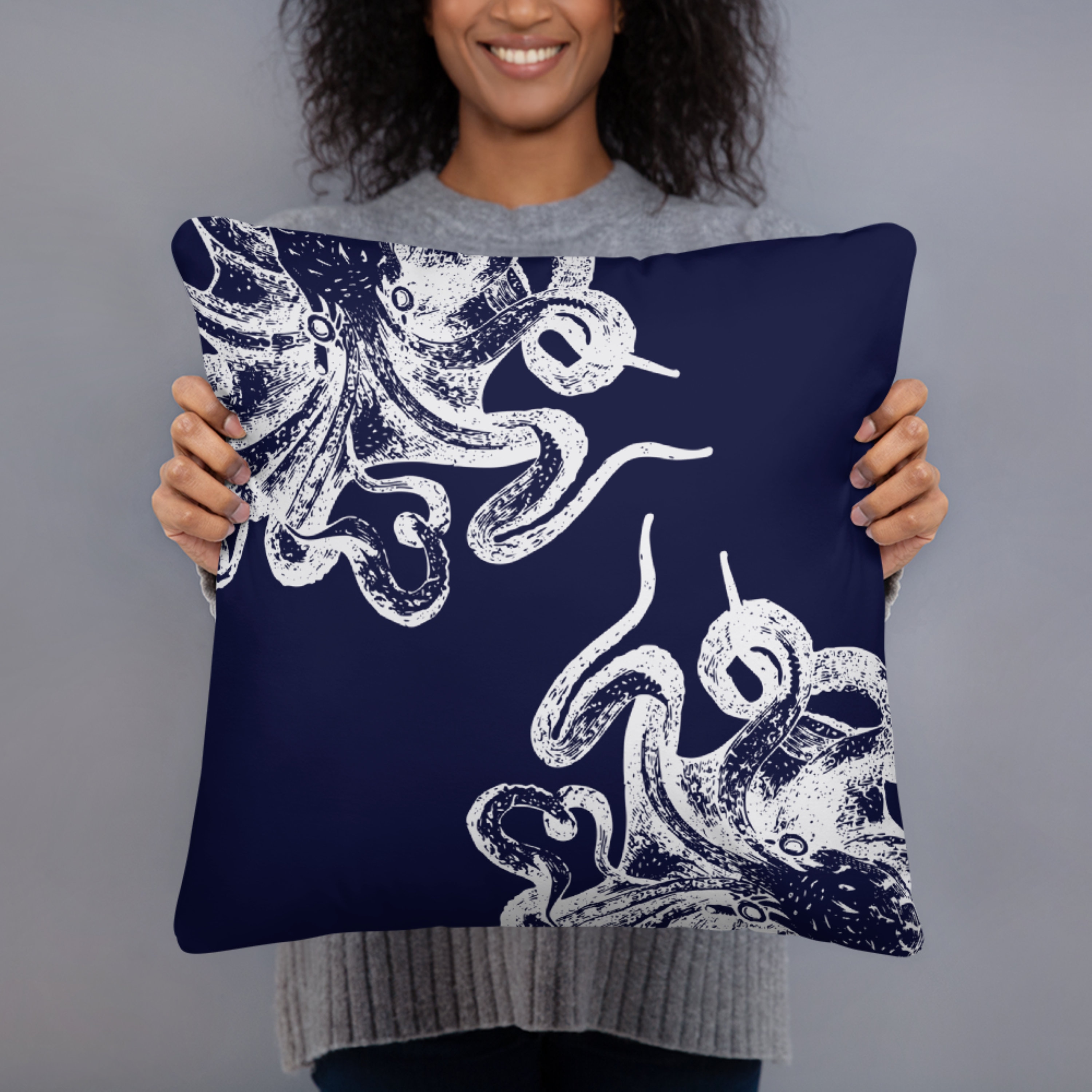 blue octopus pillow
