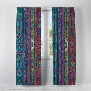 Boho Hippie Window Curtains Retro Funky Abstract