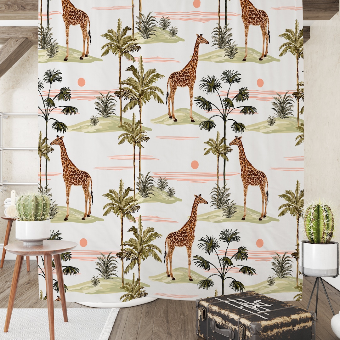 Giraffe Shower Curtain Optional Set Etsy