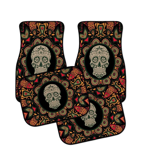 Sugar Skull Car Mats Mandala Pattern Etsy