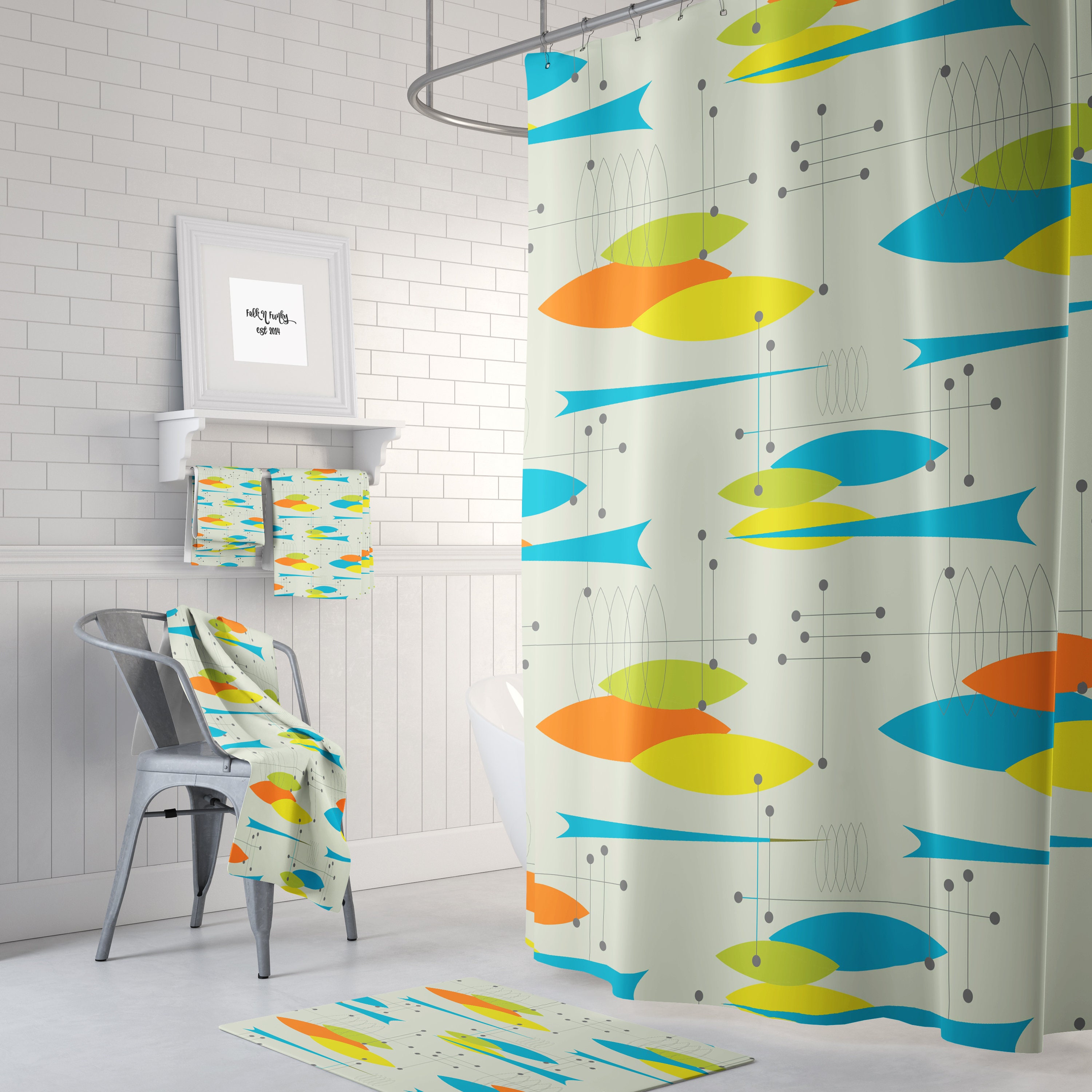 Vintage Style Mid Century Modern Shower Curtain Vintage Style Mid Century Modern Shower Curtain