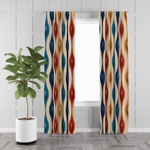 Mid Century Modern Window Curtains Options Sheer, Semi Sheer, Lined, Blackout, Valances, Many Sizes