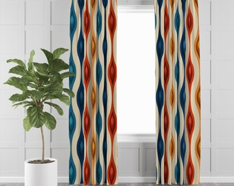 Mid Century Modern Window Curtains Options Sheer, Semi Sheer, Lined, Blackout, Valances, Many Sizes