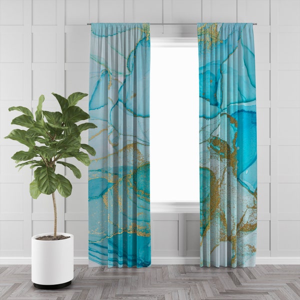 Turquoise Curtains - Etsy