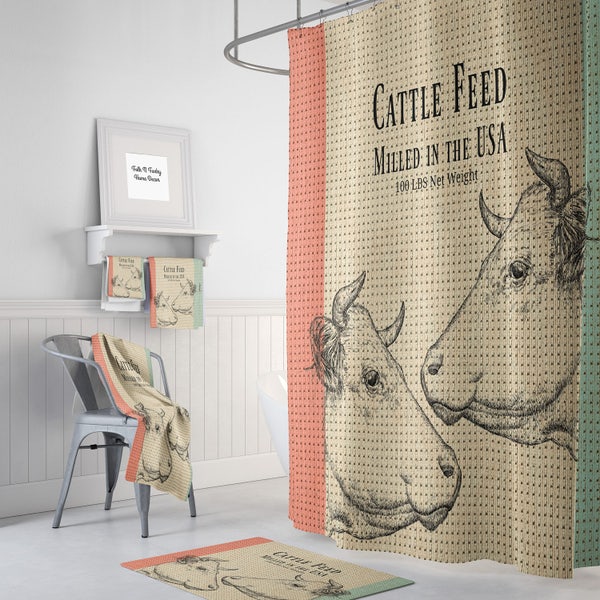 Farmhouse Shower Curtain with Cows