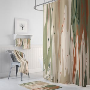 Desert Swirl Shower Curtain, Optional Bathroom Set Boho Bathroom Decor