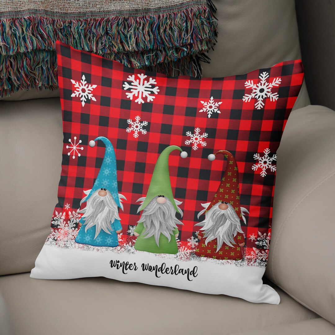 Christmas Gnome Throw Pillow, Red Plaid Etsy UK