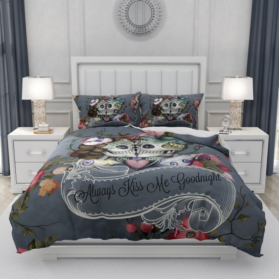 Sugar Skull Comforter Sugar Skull Duvet Cover Skull Bedding Etsy