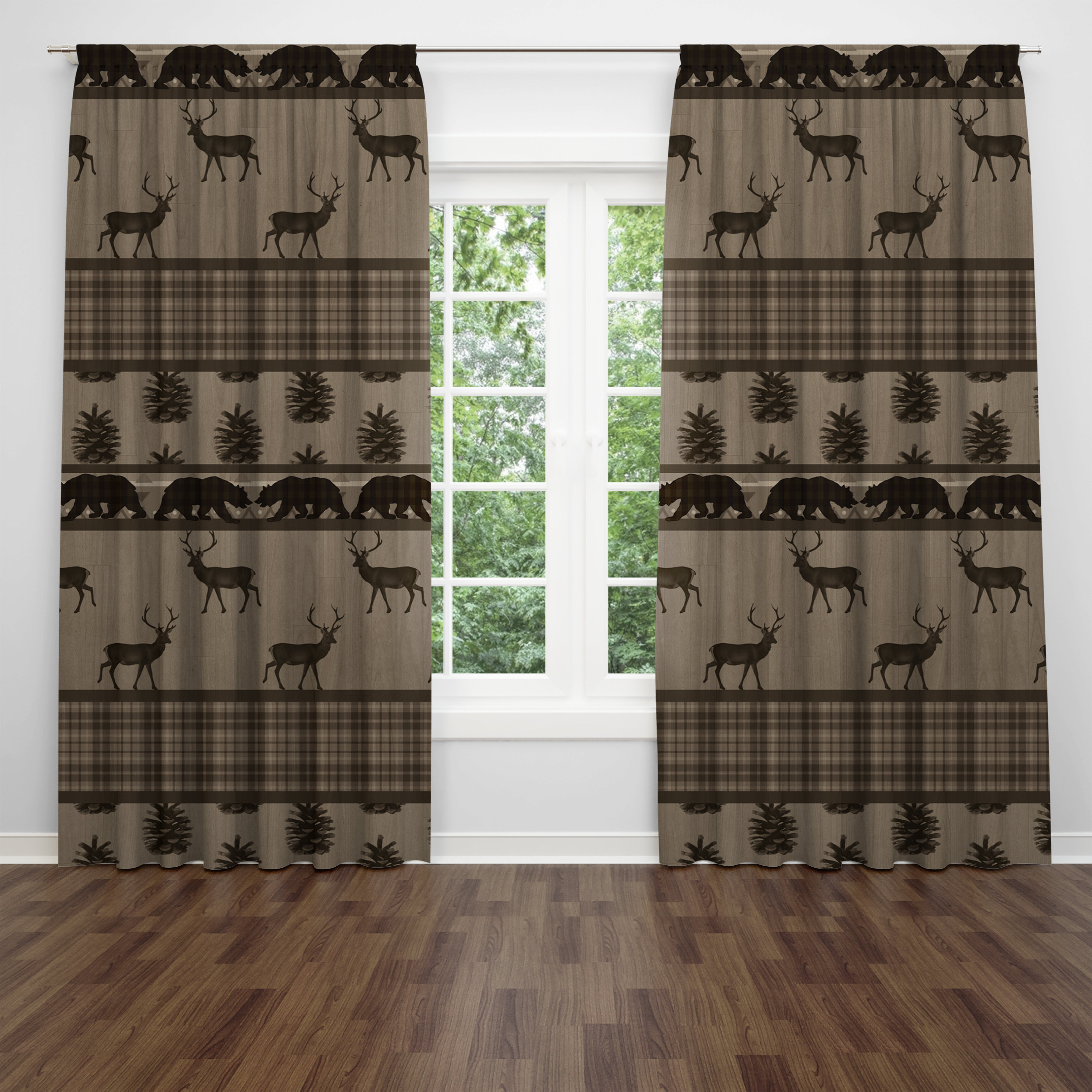 Woodland Animal Window Curtains Lodge Theme Curtain Panels Etsy