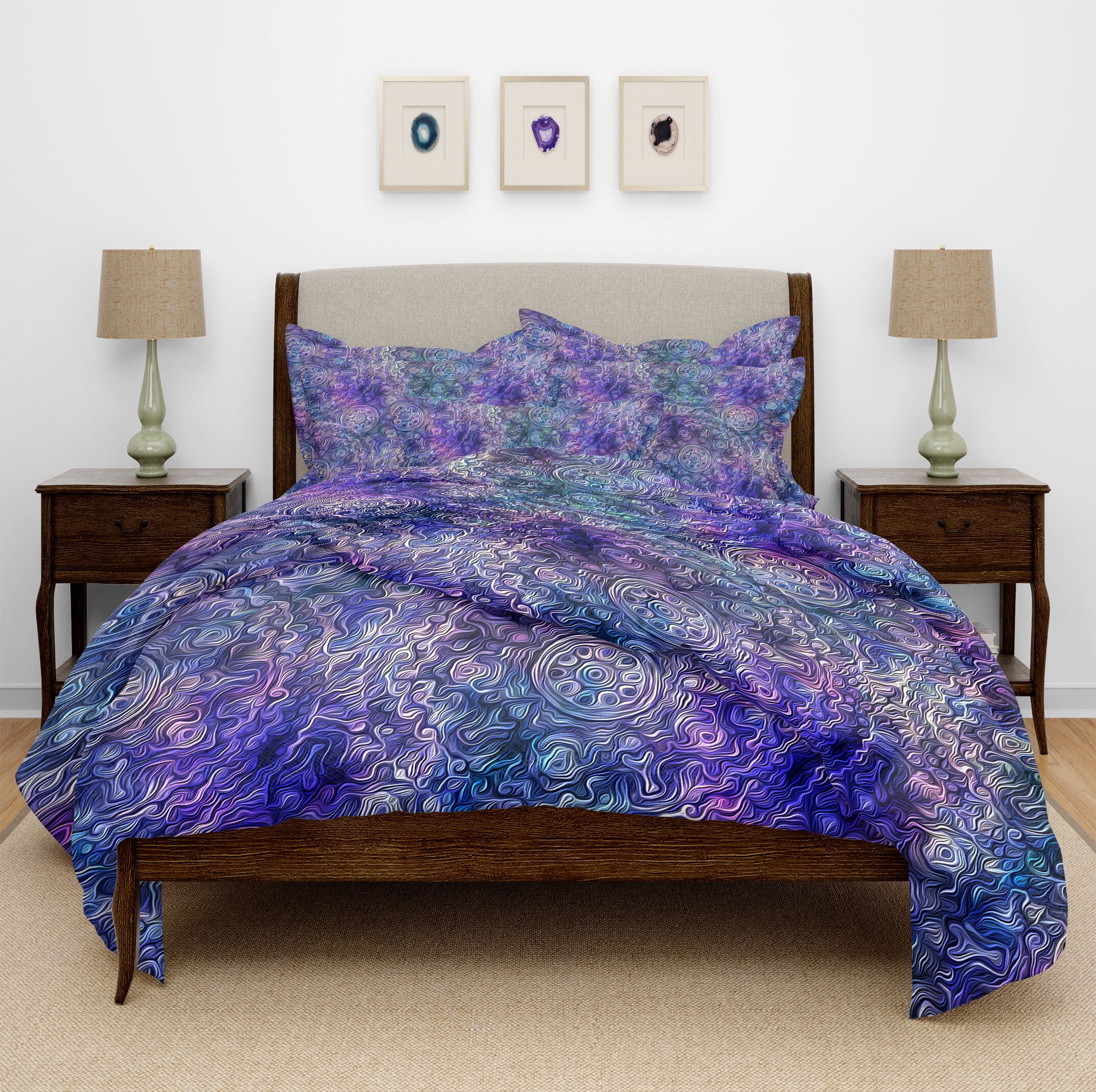 Purple Bedding Comforter Boho Bedding Duvet Cover Etsy
