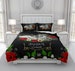 Skull Bedding, Sugar Skulls  Duvet Cover Comforter Set, Black Red  Rose Floral  'Always Kiss Me Goodnight' Day  Of The Dead Decor 