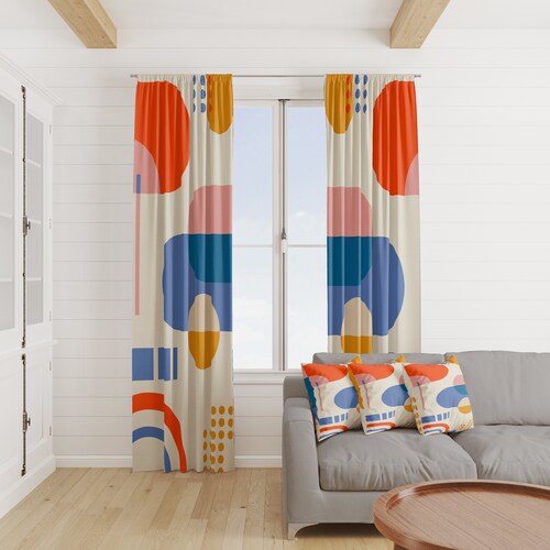 Mid Century Modern Theme Window Curtains Etsy
