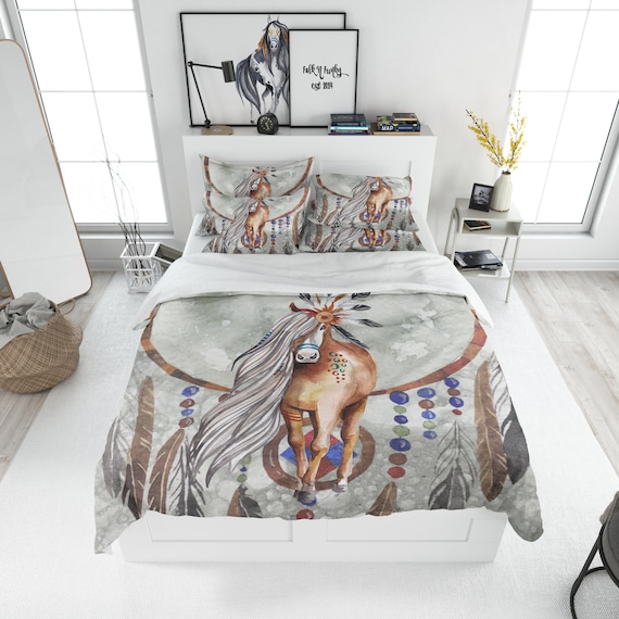 Boho Ropa de cama de caballo cubierta de edredón o edredón Etsy España