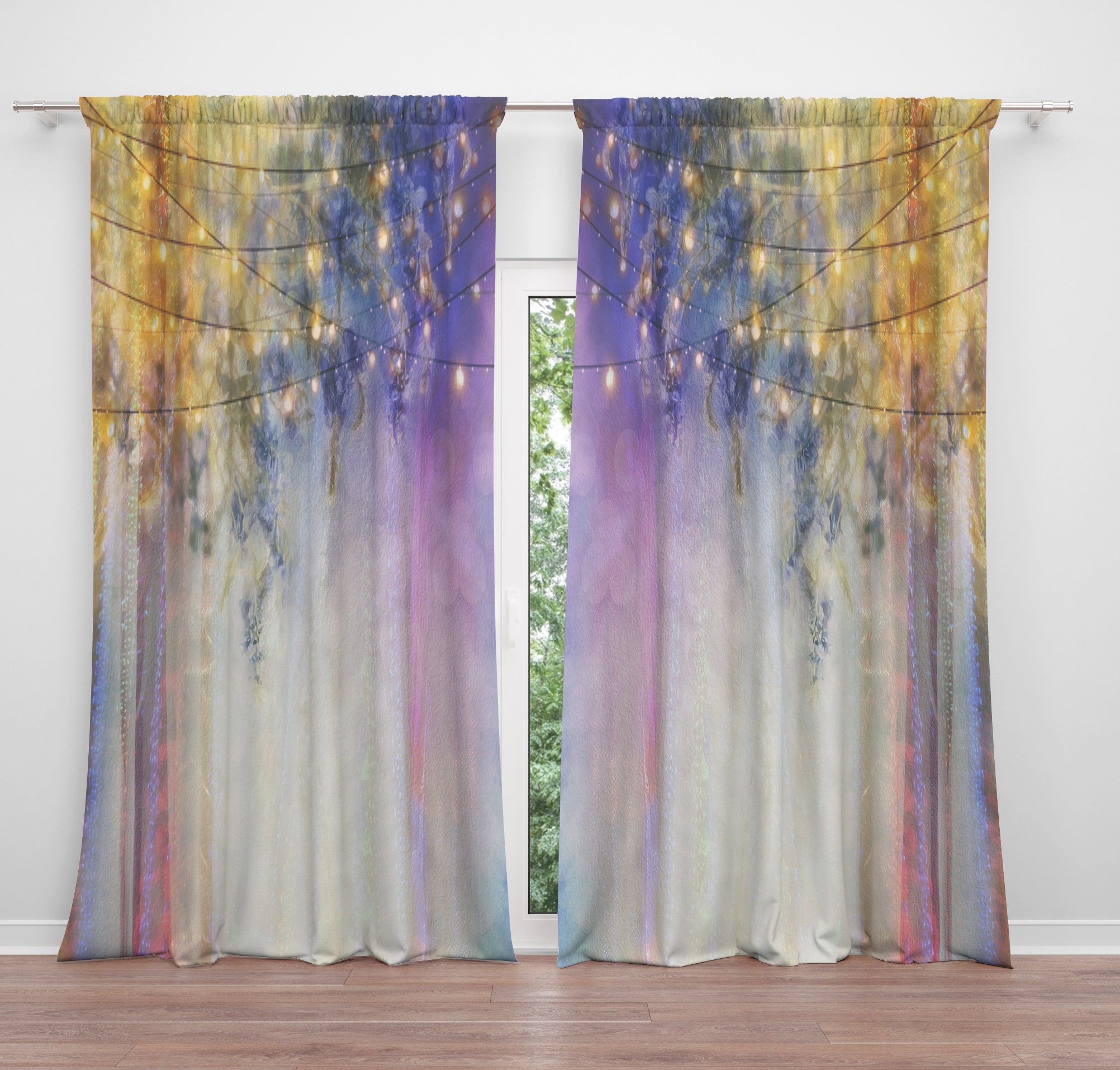 Lavender Nights Window Curtains Boho Chic Etsy