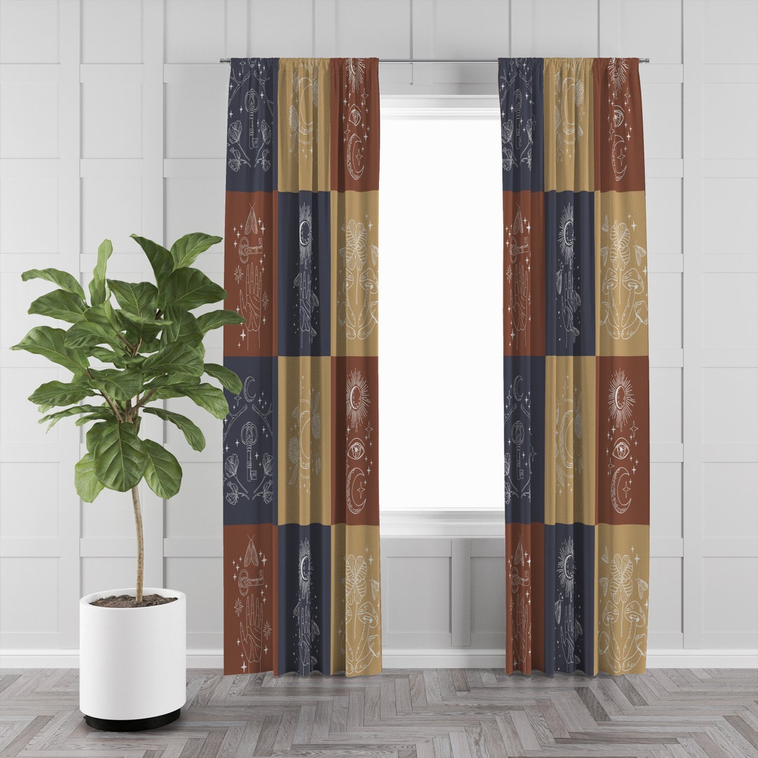 Mystical Zen Window Curtains Options Sheer, Semi Sheer, Lined, Blackout