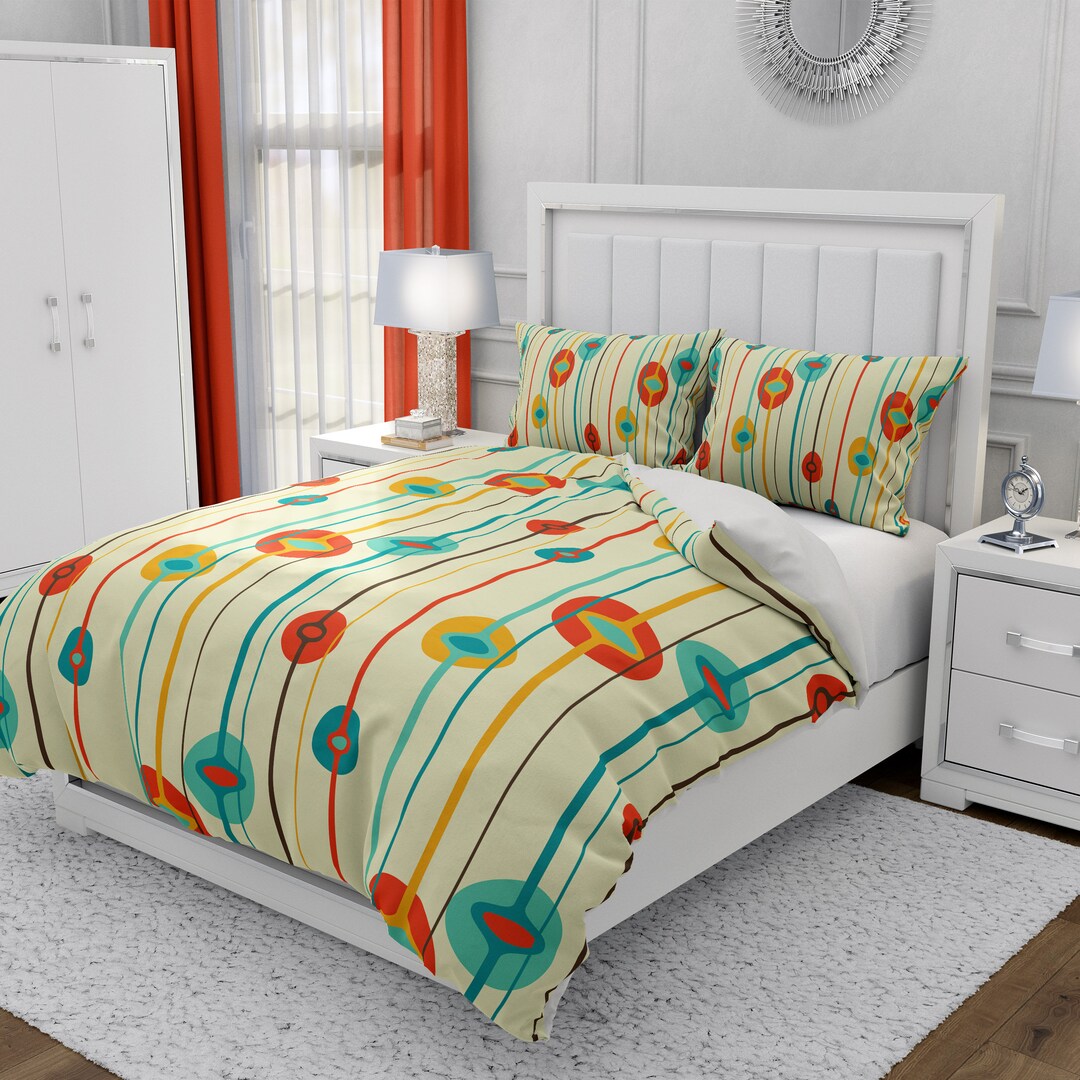 Retro Mid Century Modern Comforter, Duvet Cover, Pillow Shams Etsy