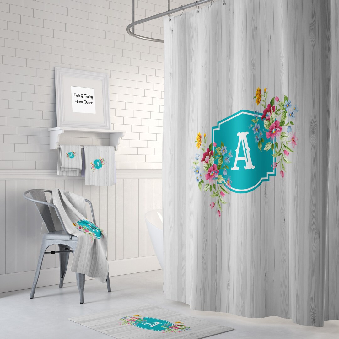 Custom Monogram Shower Curtain , Personalized Bathroom Decor - Etsy