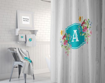 Custom Monogram Shower Curtain , Personalized Bathroom Decor
