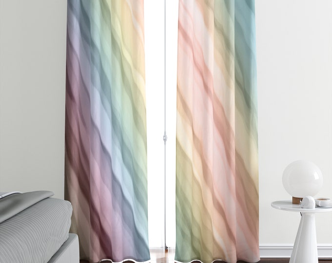 Watercolor Ripple Window Curtains, Blackout or Sheer Window Treatments