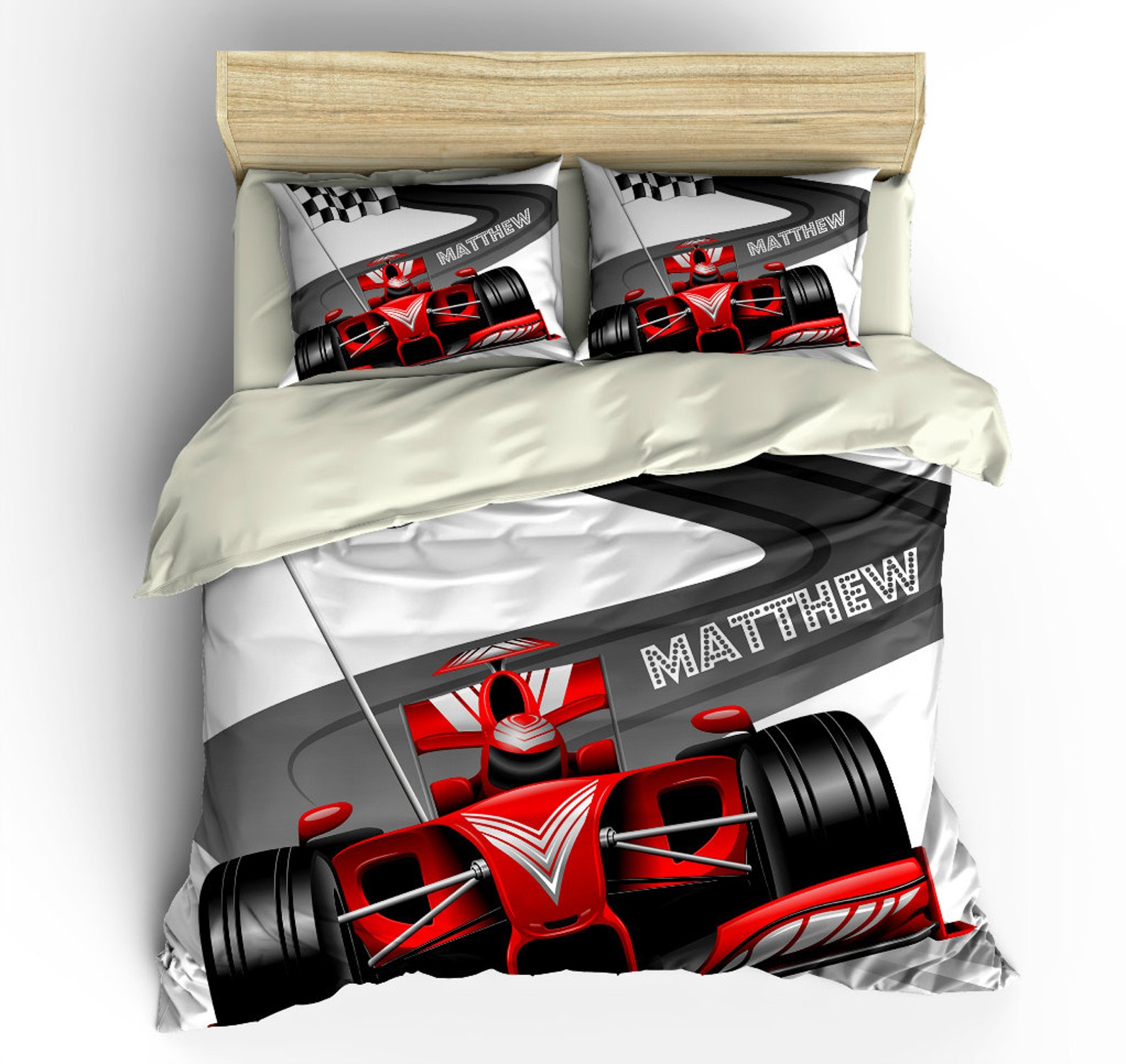 Personalized Race Car Comforter Duvet Cover Pillow Shams Etsy