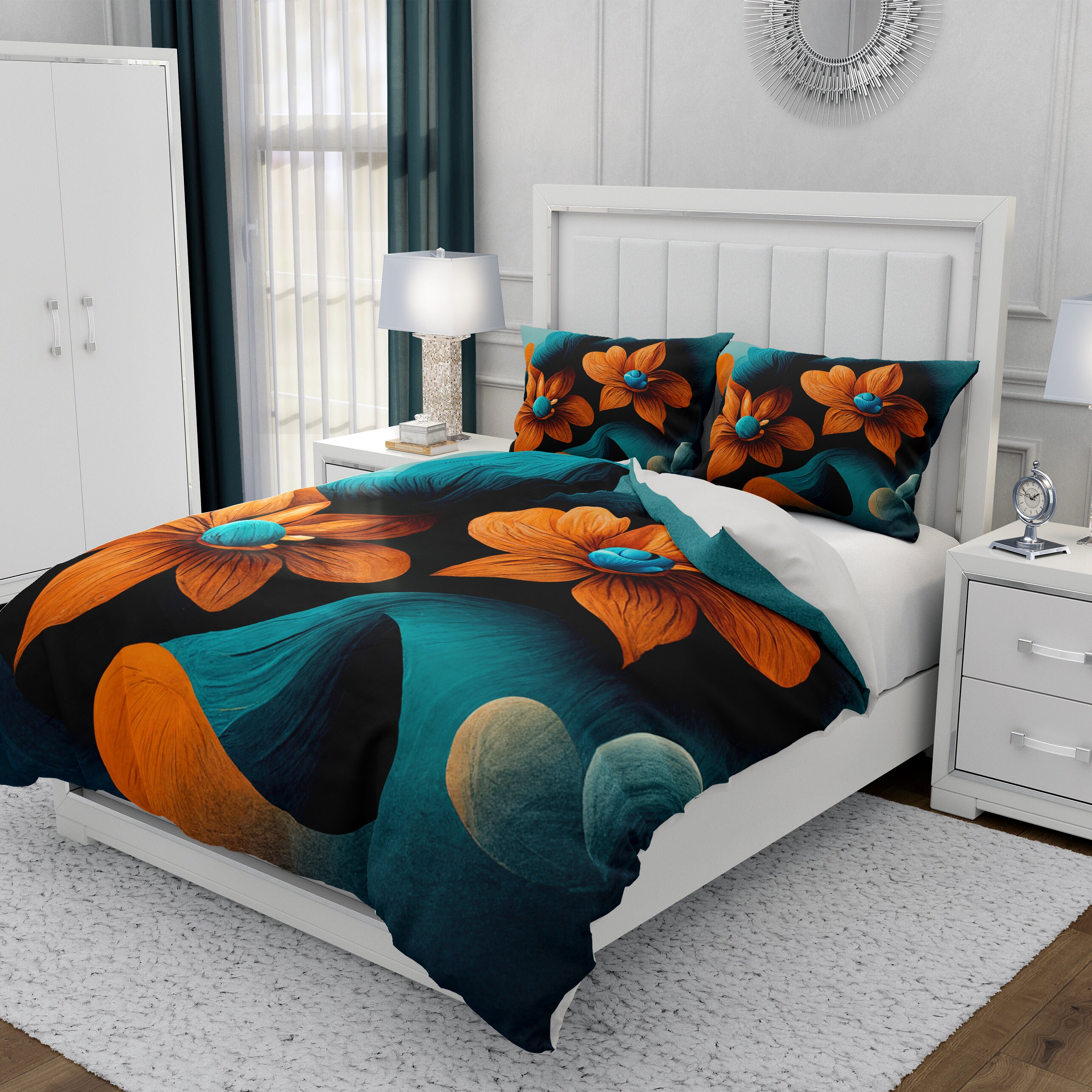 Teal and 2024 grey comforter