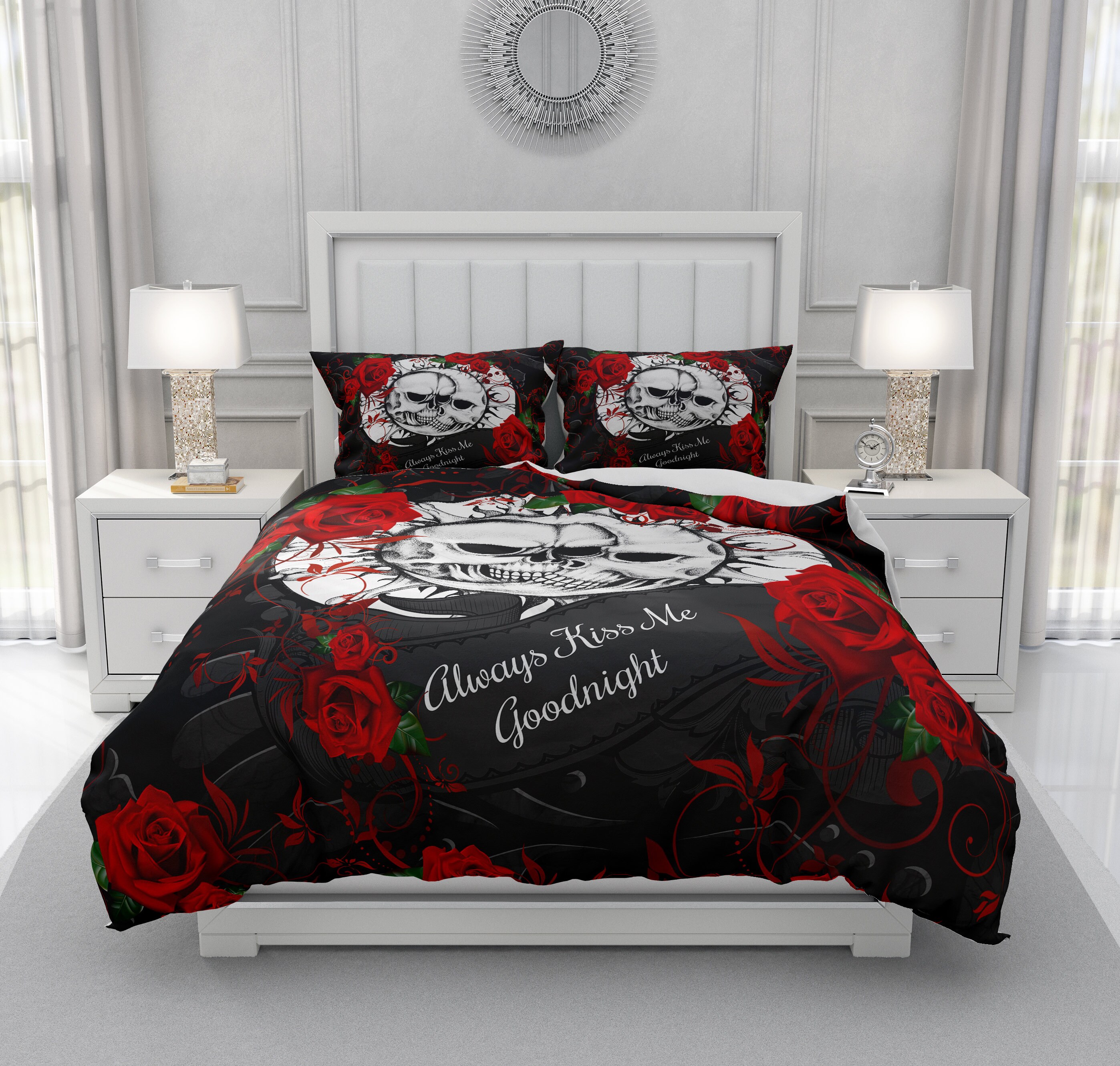 Feelyou Rose Skull Duvet Cover Gothic Skull Bedding Set for Kids Boys Girls Children Horror Skeleton Design Comforter Cover Ultra Soft Decor Retro Vintage Bedspread Cover Queen Size Zipper Feelyou Rose Skull Duvet Cover Gothic Skull Bedding Set for Kids Boys Girls Children Horror Skeleton Design Comforter Cover Ultra Soft Decor Retro Vintage Bedspread Cover Queen Size Zipper