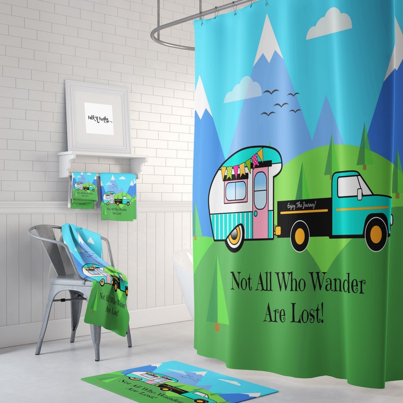 Vintage Camper Shower Curtain, Rv Size image 3