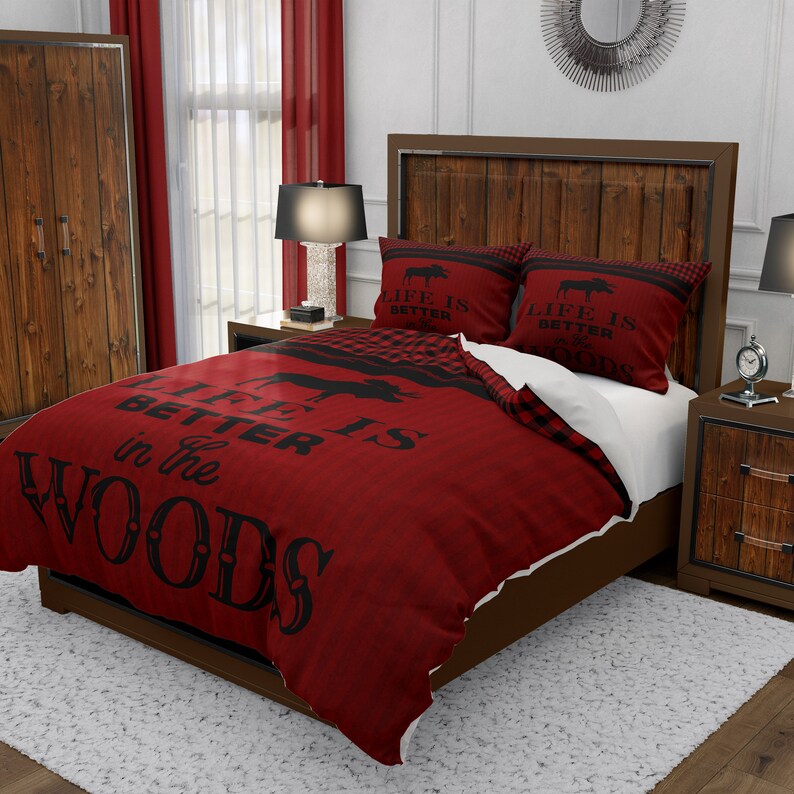 Rustic Moose Comforter Duvet Cover Pillow Shams Etsy Canada