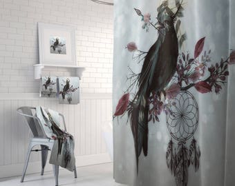 Crow  Dreams Shower Curtain, Bathroom Decor